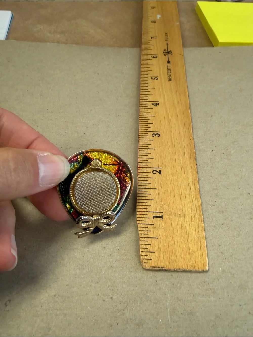 Vintage 80s Multicolor Goldtone Hat Brooch